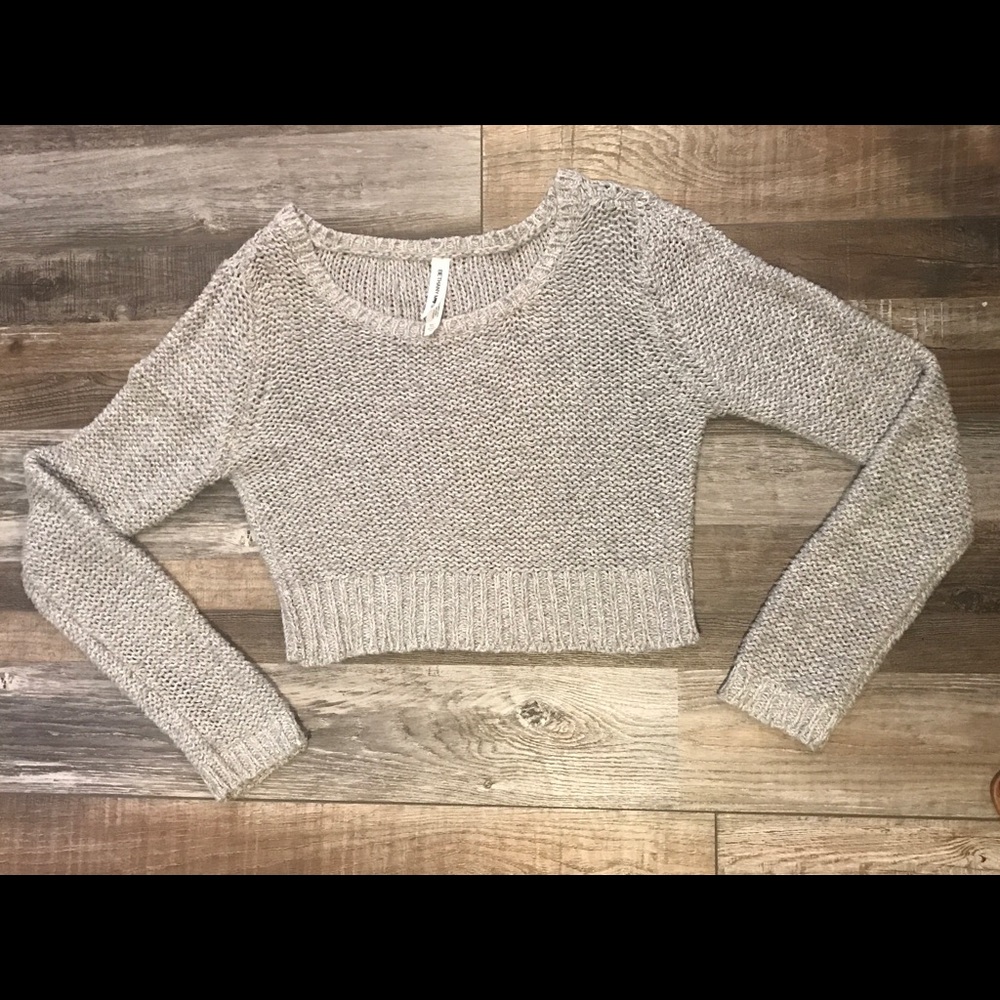 Bethany Mota junior cropped grey sweater M